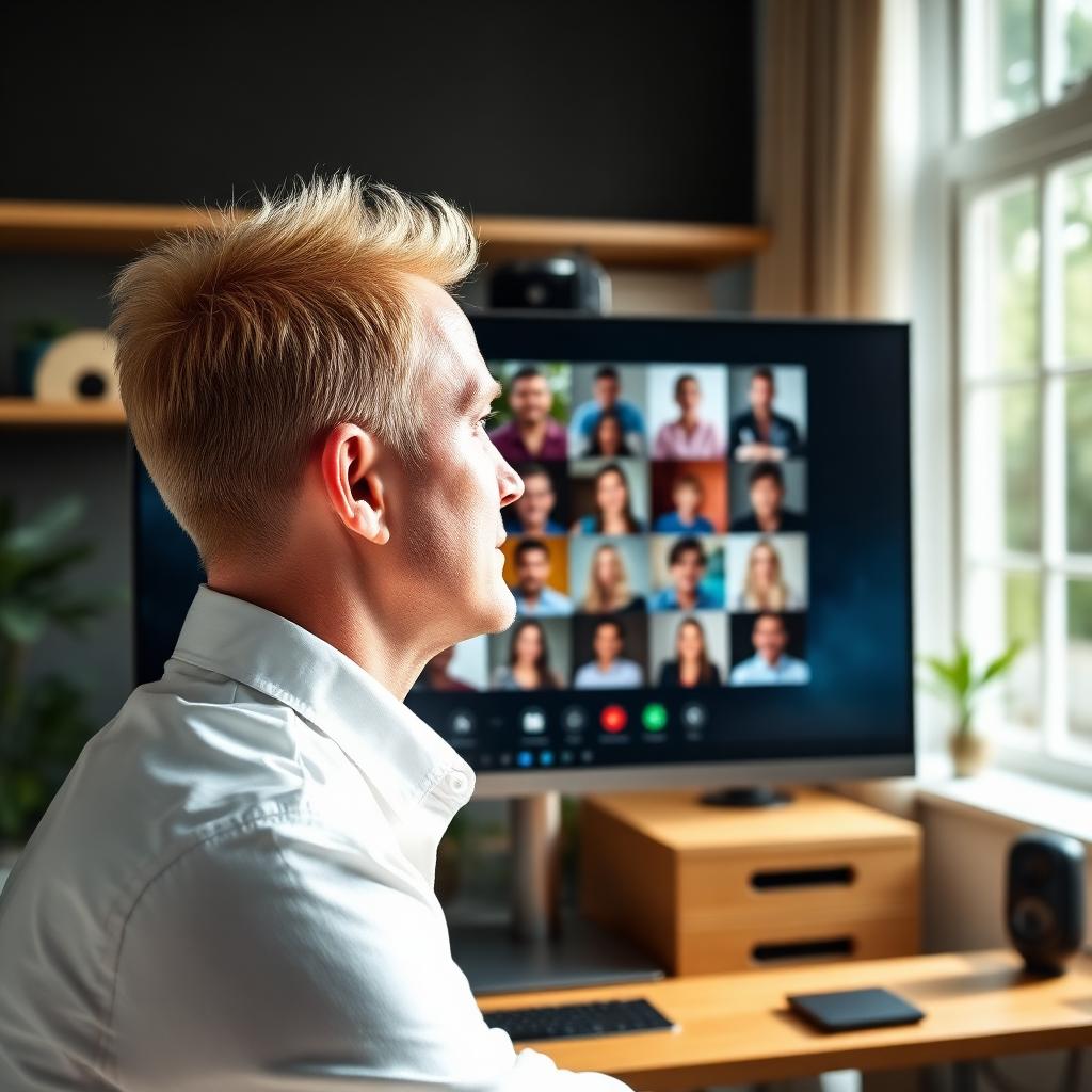 Instructor teaching a Spanish class over video call