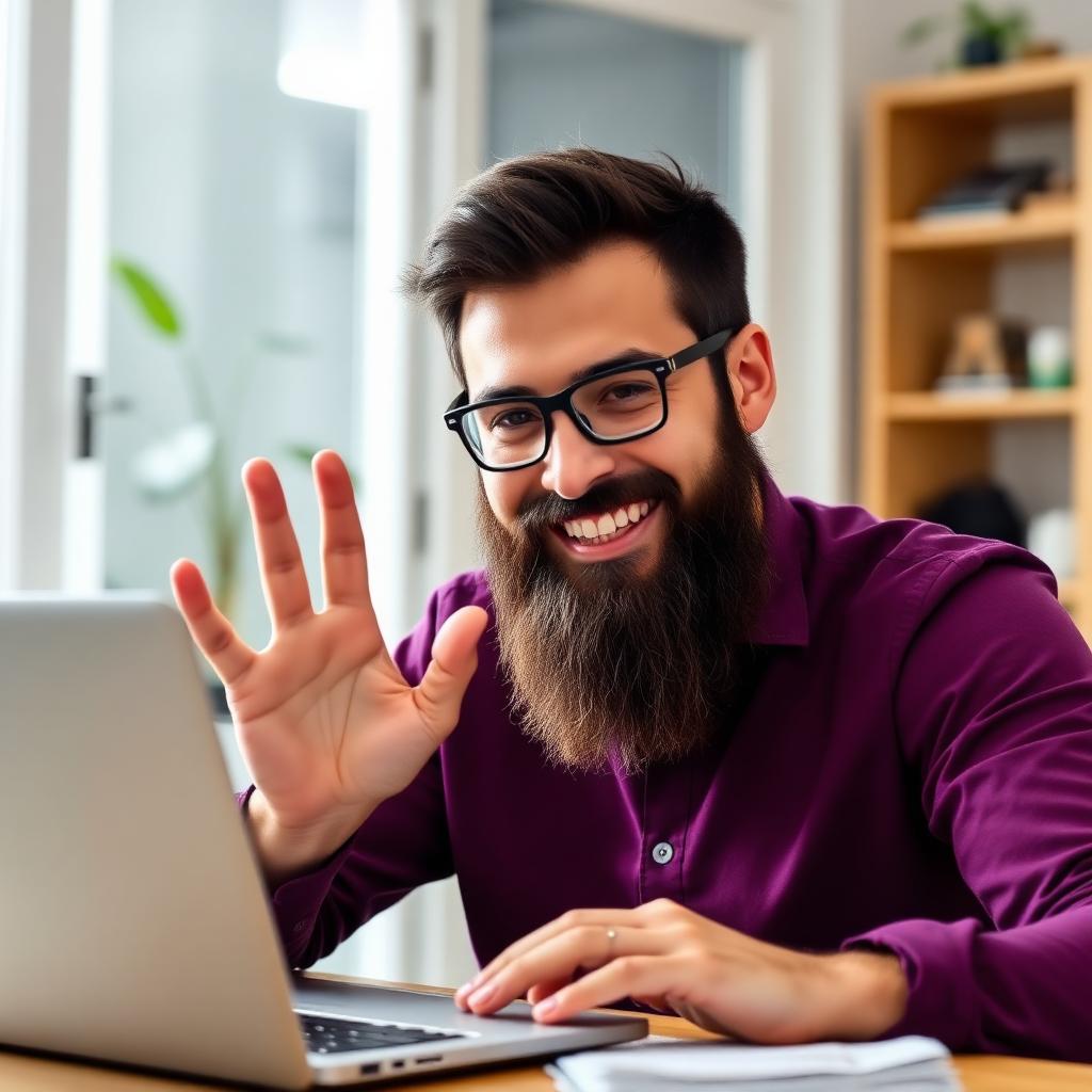 Man waving during a video call
